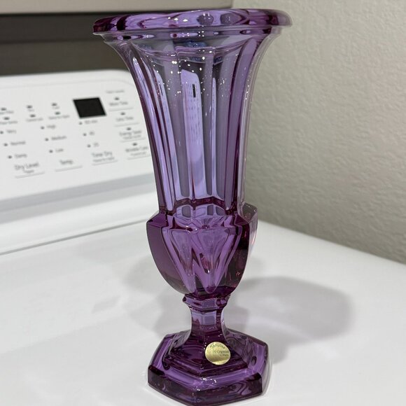 1930's Moser Glass Neodymium Alexandrite Crystal Art Deco Trumpet Vase - Picture 11 of 17